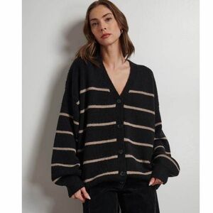 Line  Black and Cream Striped Cardigan